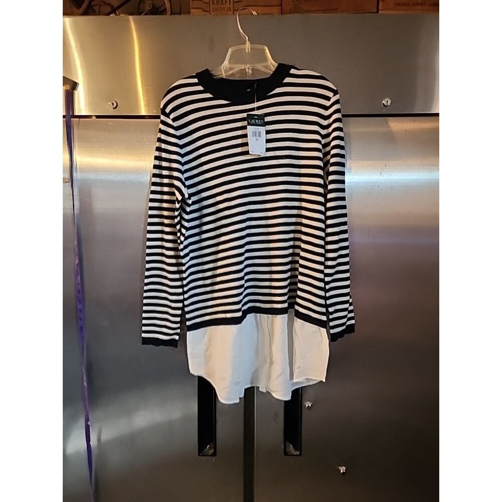 Lauren by Ralph Lauren Striped Long Sleeve with Button Detailing MSRP 165 NWT - Picture 4 of 5